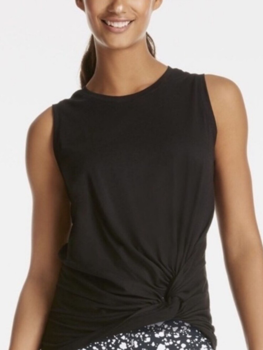 Fabletics Black Twist-Knot Sleeveless Tank
